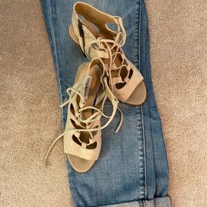 Steve Madden Beige Lace-Up Sandals